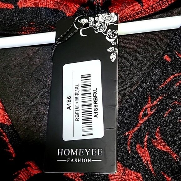 Homeyee Women's Size 10 V-Neck Dress Red and Black Beauty! NWT - Picture 8 of 8